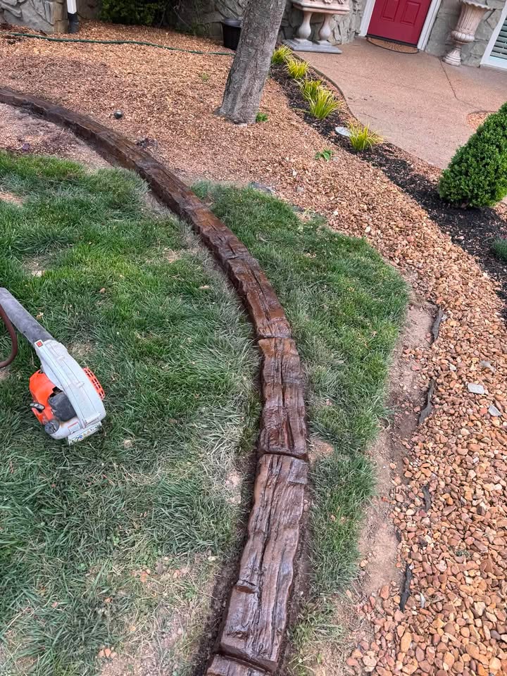 Hand Hewn Wood stamped concrete curbing pattern