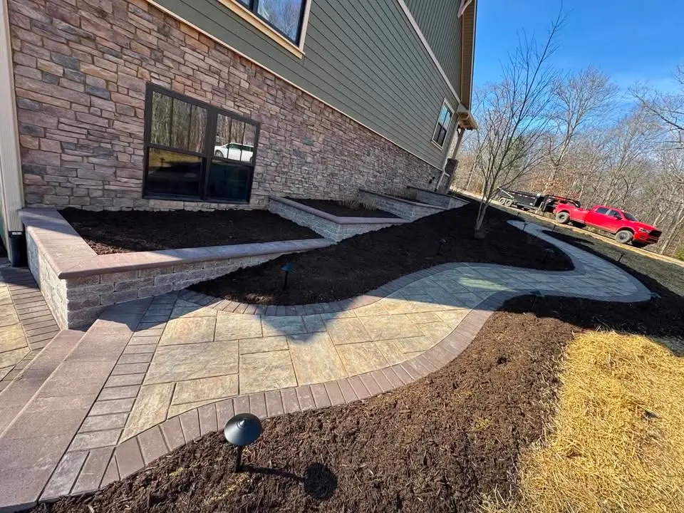 Custom paver patio with stone accents