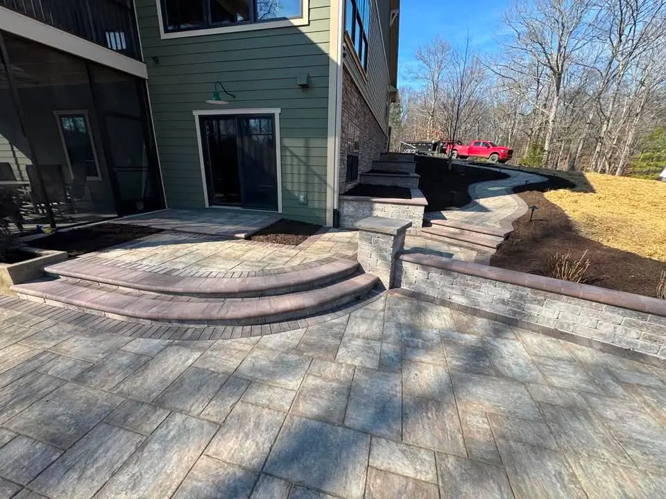 Recent paver hardscape installation by The Muscle